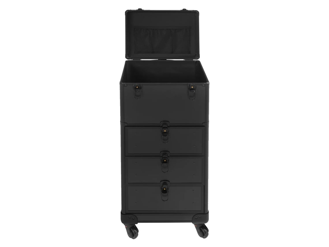 Organizador De Maquiagem, Estojo Portátil Com Rodas, 3 Gavetas, Preto