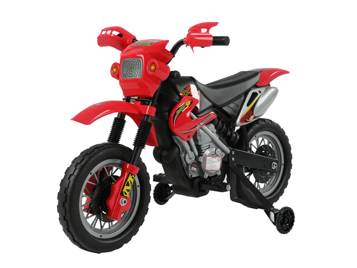Moto Elétrica Infantil com 6v Rodas de Apoio para Maiores de 3 Anos nas Cores Vermelho e Preto VOLTEDGE