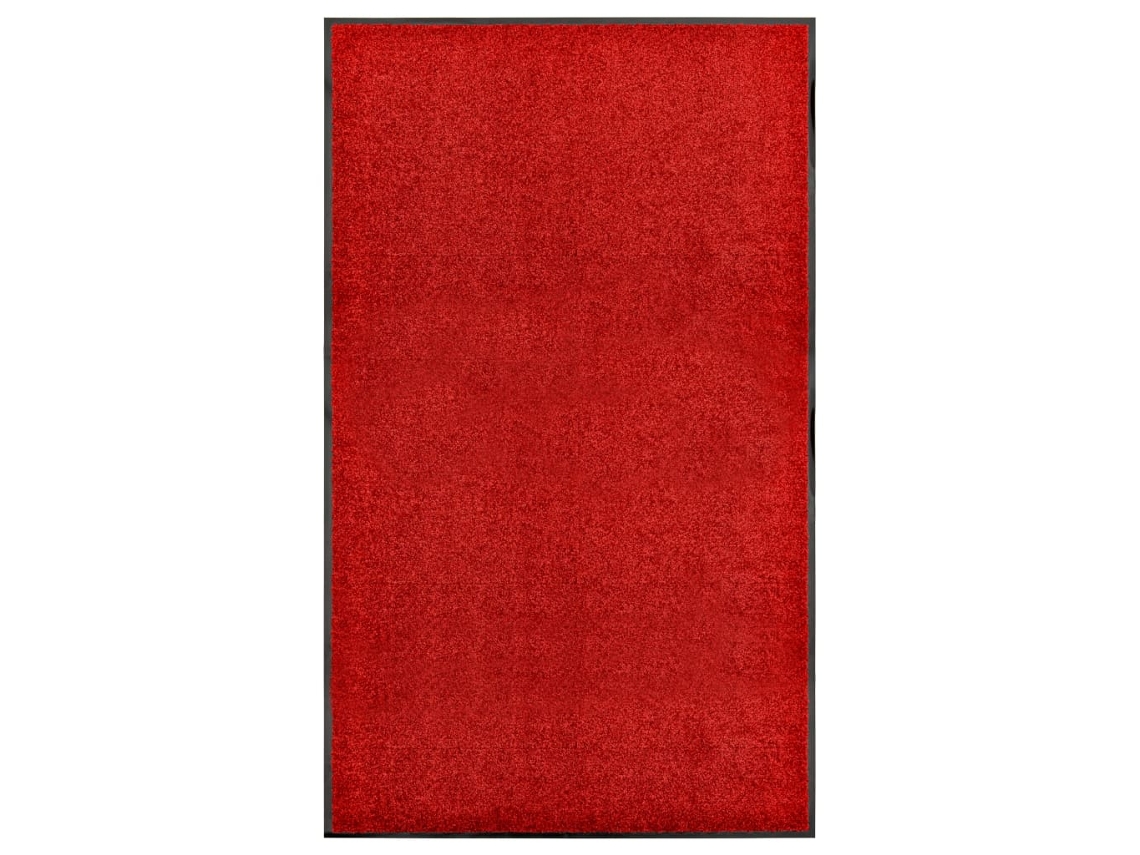 Vidaxl Tapete De Porta Lavável 90x150 Cm Vermelho