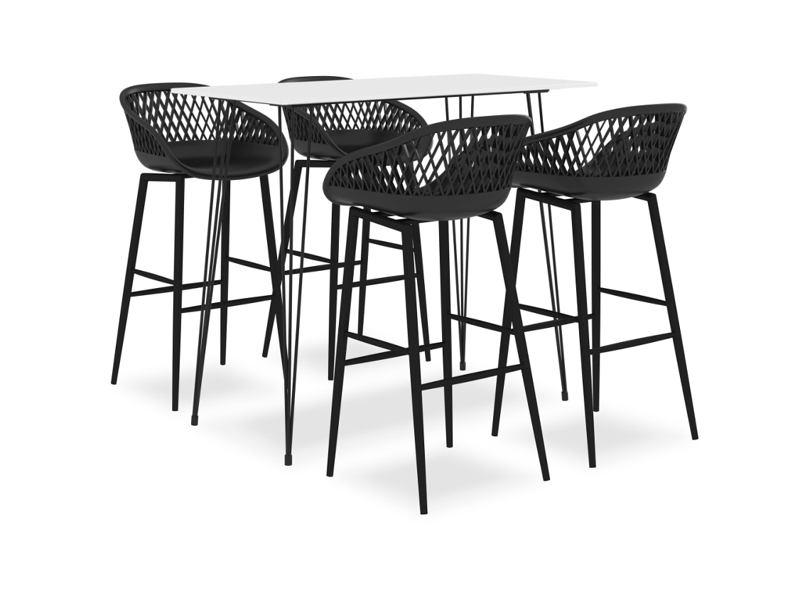 Vidaxl 5 Pcs Conjunto de Bar Branco e Preto