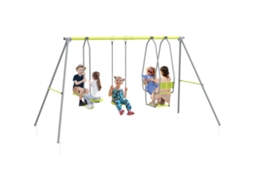 Conjunto De Balanço Infantil 3 Em 1 Com 2 Balanços Frente A Frente E 1 Assento De Balanço, Capacidade Máxima De 225 Kg, Verde.