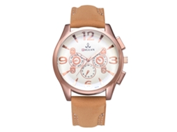 Reloj De Pulsera Para Hombre Con Correa De Cuero Pu De Moda Dial Redondo Cuarzo Café