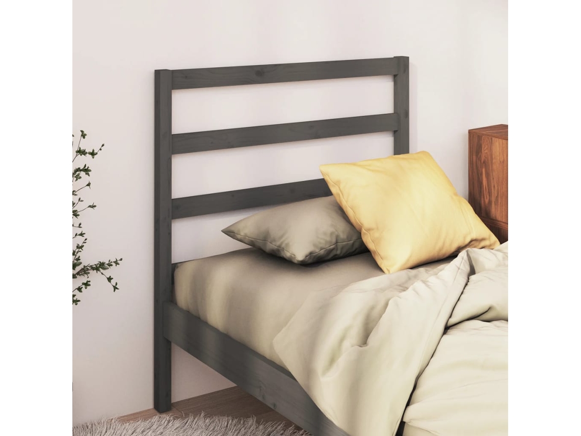Vidaxl Cabeceira De Cama 106x4x100 Cm Pinho Maciço Cinzento