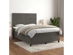 Vidaxl Cama Com Molas/colchão 140x200 Cm Veludo Cinzento-escuro