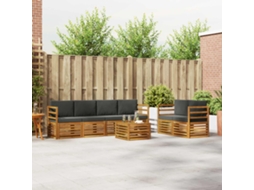 Vidaxl Conjunto De Sofás Para Exterior 7 Unid. Natural E Antracite