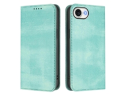 Capa Tipo Carteira Para Iphone 16e, Textura Retrô, Com Bloqueio Rfid, Em Couro