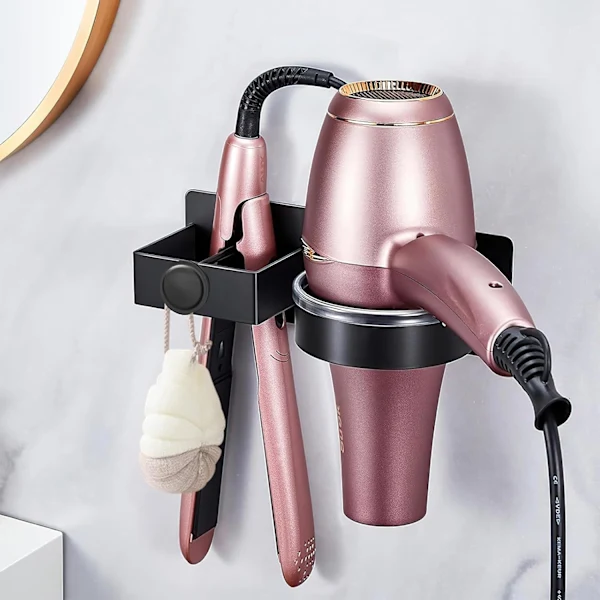 Suporte Para Secador De Cabelo, Secador/chapinha Cabelo Banheiro, Sem Necessidade Furar, Instalação Com Adesivo/parafuso, Parede