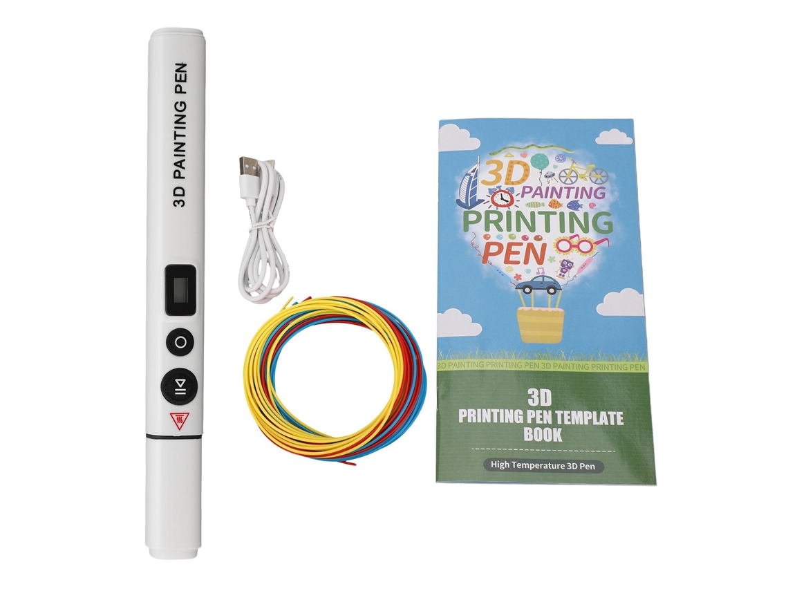 Caneta De Impressão 3d De Alta Temperatura Com Tela Lcd Ergonômica Para Pla Abs Branca