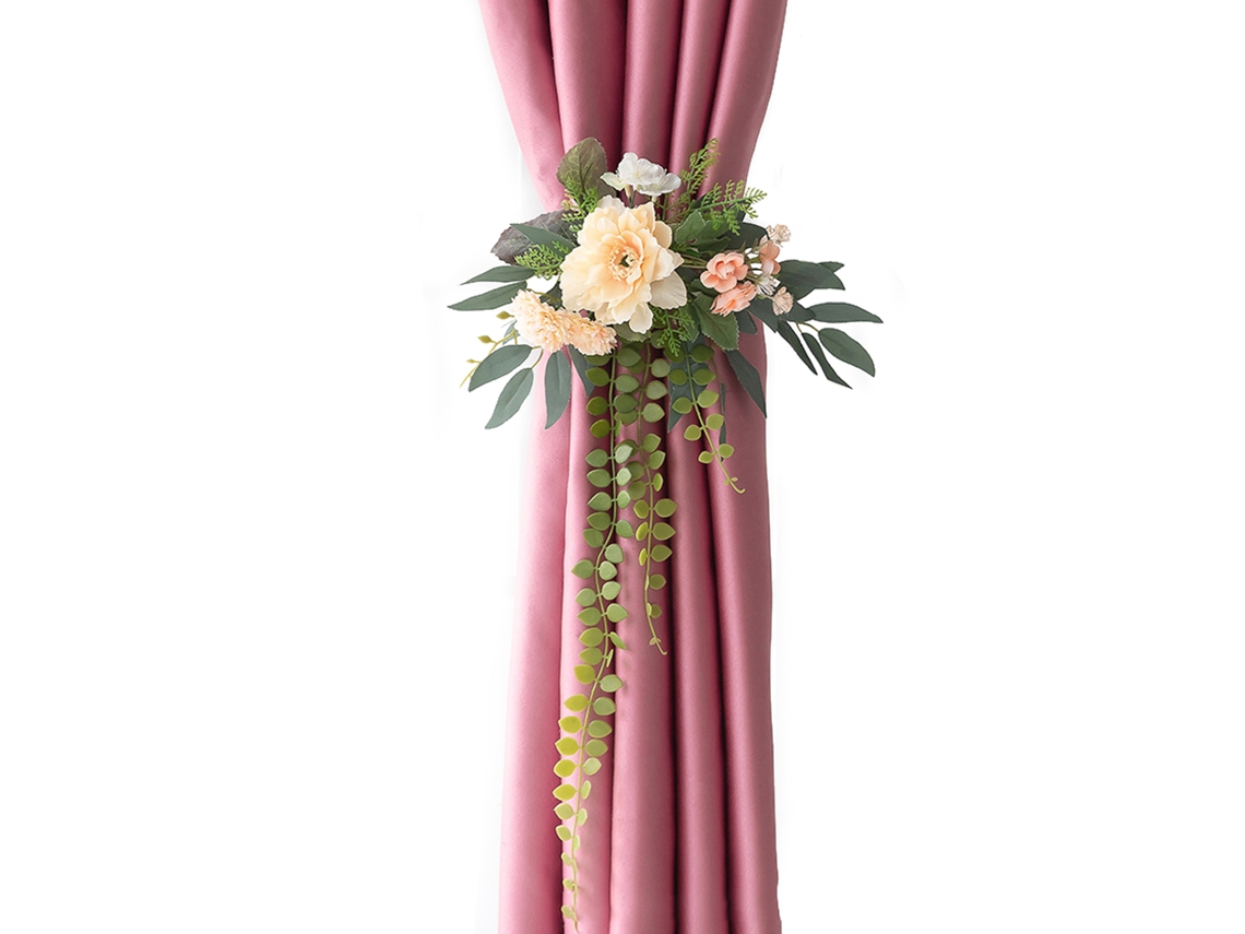 Cabide de cortina luxuoso com fivela de flores para estilo elegante em champagne peony LAXISCREED