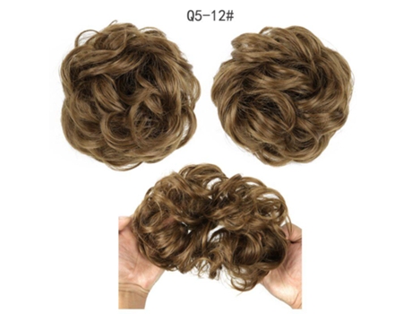 Coque Sintético Despenteado Com Elástico Para Cabelo - Fibra De Alta Temperatura, 10cm - Loiro Dourado Escuro