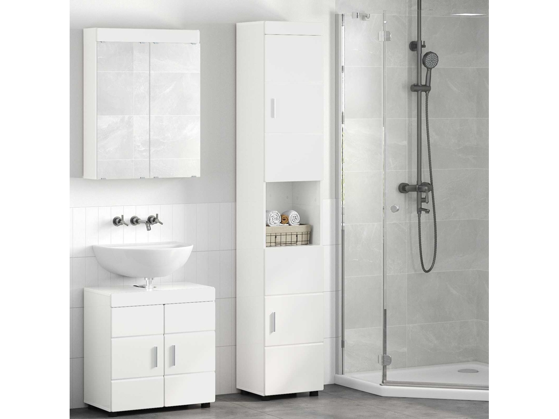 Vidaxl Conjunto De Armários Para Banheiro Tulum Branco Brilhante