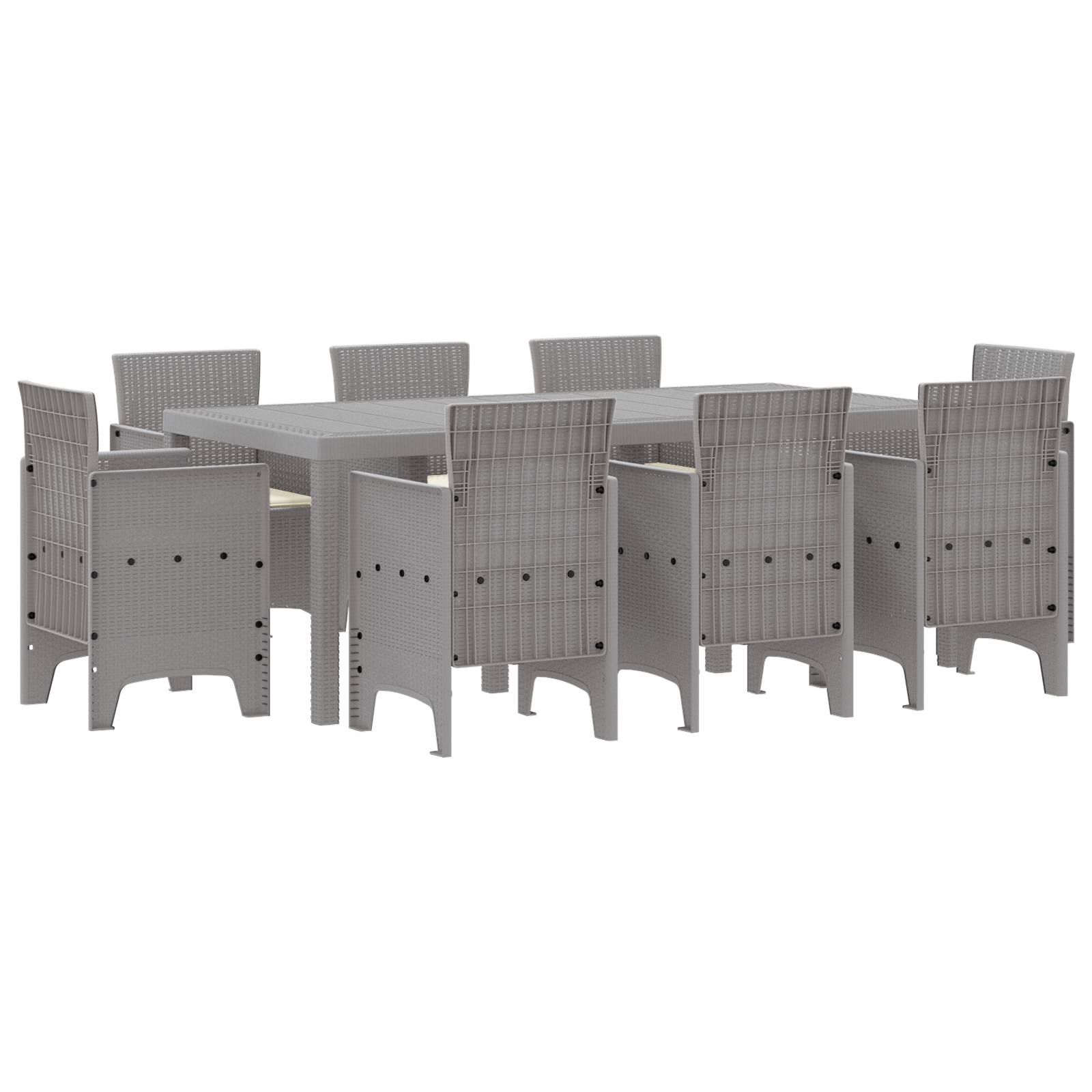 Conjunto 9 Jantar Ao Ar Livre Vidaxl Cinzento-claro Polipropileno (200 X 100 X 73 Cm)