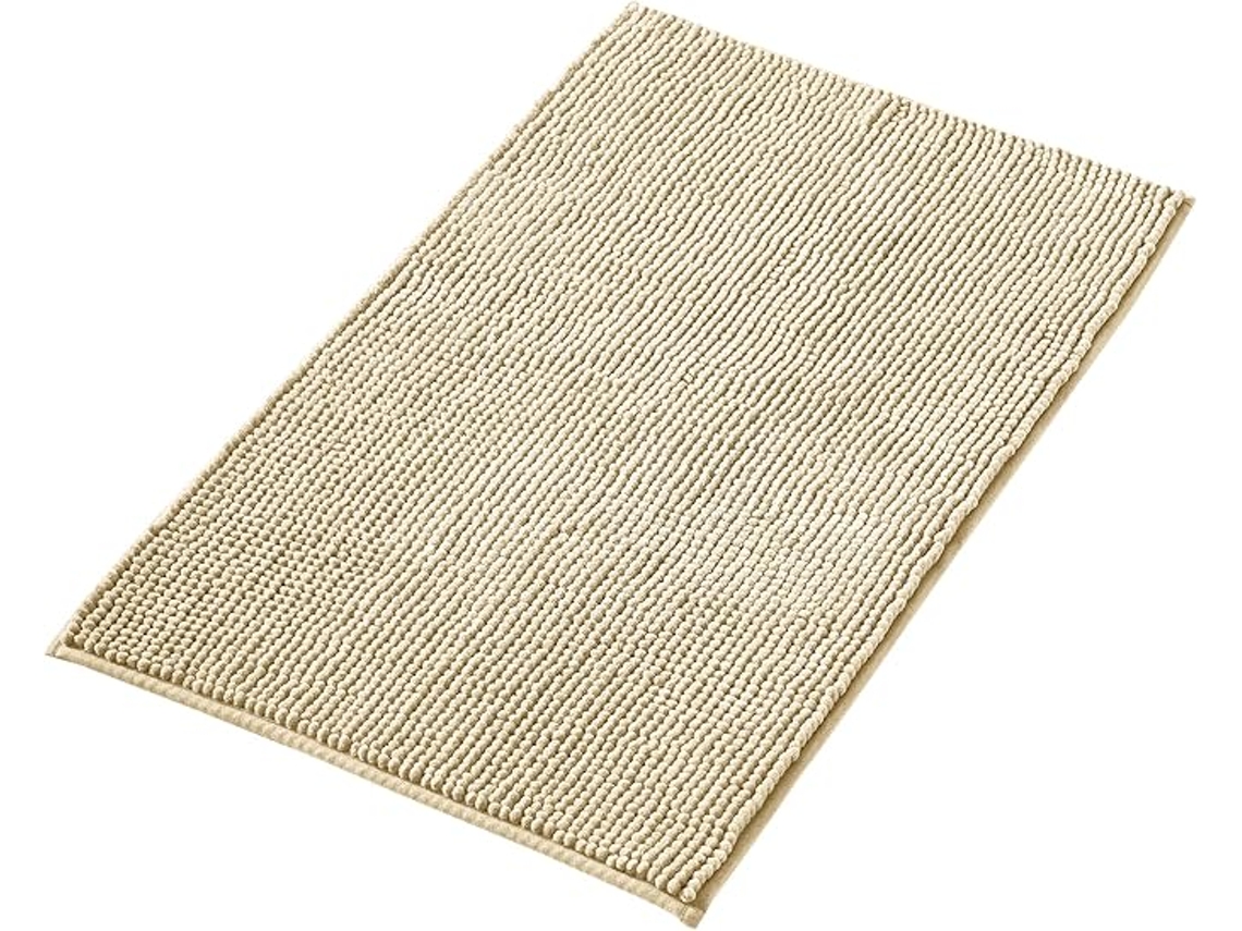Tapete Antiderrapante - Combinado em Conjunto - Chenille Lavado - Para Chuveiro, Banho E Sanita - Bege - 40x60 Cm