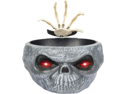 2026 tigela de Doces de Halloween Animada Caveira com Mão Que Agarra e Olhos Led Decorativo
