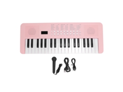 Teclado Digital 37 Teclas 200 Sons 200 Ritmos com Microfone Rosa