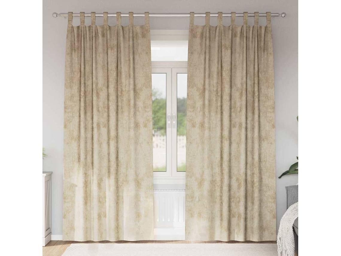 Vidaxl Cortinas De Veludo 2 Unid. Creme 260 X 140 Cm Veludo