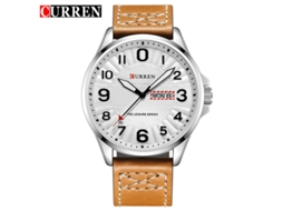 Relógio Masculino de Pulso com Pulseira de Couro, Movimento de Quartzo, Calendário, Estilo Casual. MDUG