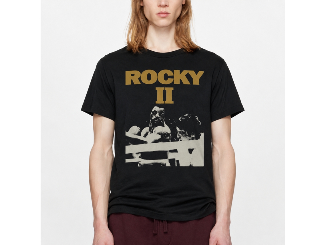Rockinstone Rocky Movie Rocky 2 Black Adult T-shirt Size:l