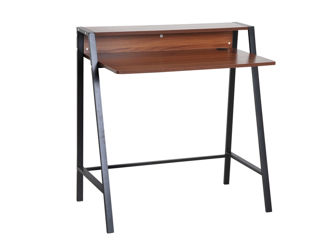 Escrivaninha Estilo Neo‑retrô 84×45×85 cm Com Estante, Acabamento Nogueira Preta, Mesa Para Computador