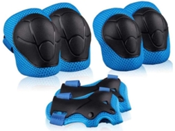 Equipamento de Proteção Infantil, Conjunto de 6 Peças com Protetores de Pulso, Joelheiras e Cotoveleiras AQUAFORGE