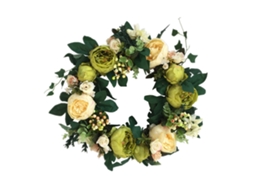 Guirlanda de Porta com 42 Cm de Diâmetro, Flores Artificiais em Cores Vibrantes, Guirlanda de Flores para Parede para Decoração. AQUAFORGE