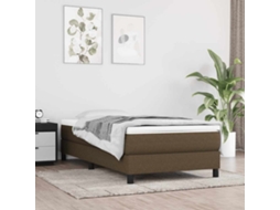 Vidaxl Estrutura De Cama Com Molas 90x200 Cm Tecido Castanho-escuro
