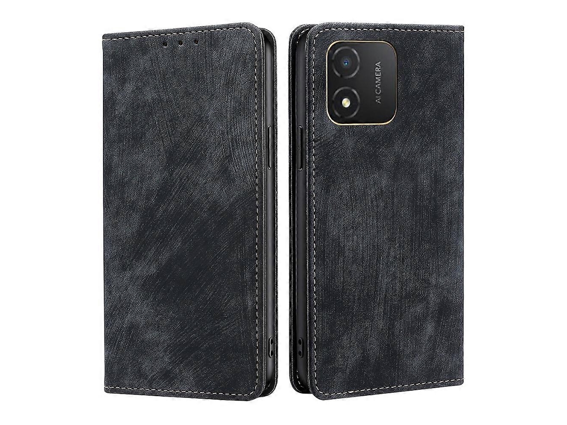 Capa De Celular Em Couro Escovado Magnético Antirroubo Rfid Para Honor X5 4g