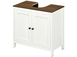 Móvel Para Lavatório Pousar De Madeira Com 2 Portas E Prateleira Ajustável Estilo Moderno 60x30x60cm Branco