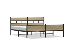 Estrutura de Cama sem Colchão 183x213 cm Metal Carvalho Sonoma MAISON EXCLUSIVE