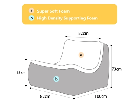 Sofá Togo de Um Lugar Amarelo Sem Montagem Suporte Ergonómico Completo do Corpo Espuma Resistente de Alta Densidade Estofos Premium SOFTEVA