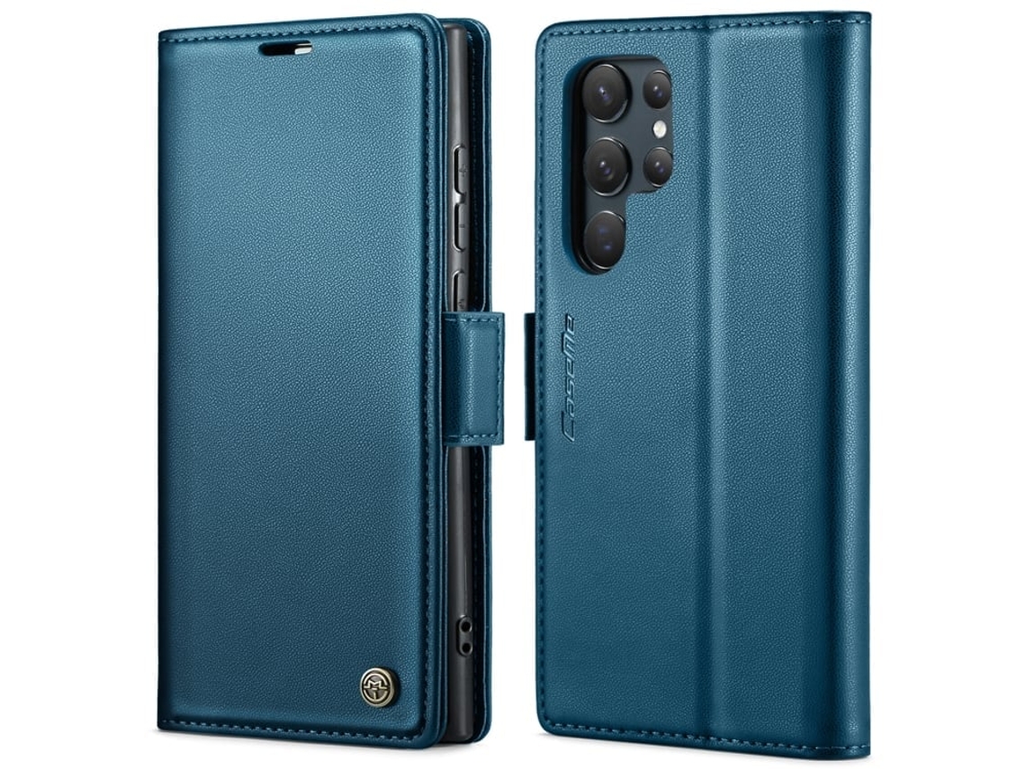 Capa Para Samsung Galaxy S24 Ultra Borboleta Fivela Litchi Textura De Telefone De Couro Rfid Antirroubo Azul