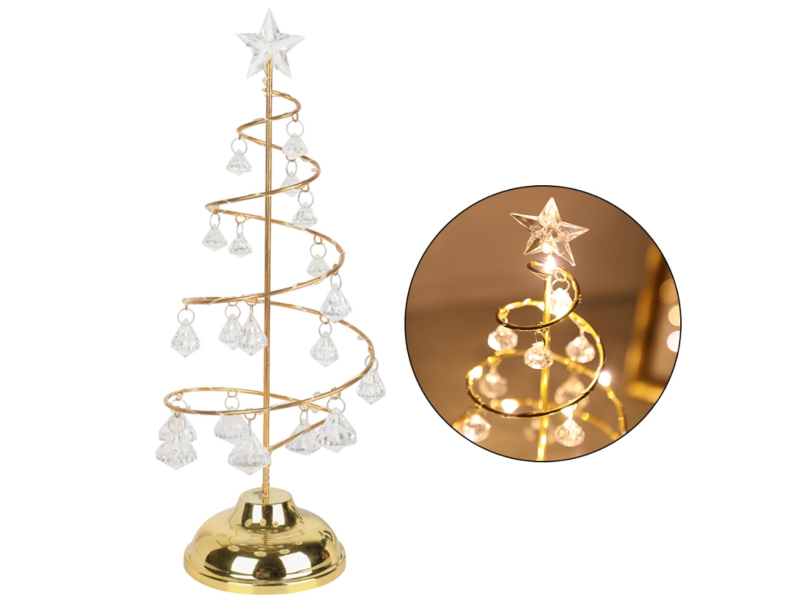 2026 lâmpada de Natal com Led em Espiral, Baterias, Topo Estrela, Decoração Lar Quarto, Ouro