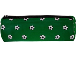 Tenho lápis com estampa de bola de futebol, na cor verde.
