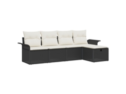 Conjunto 5 Sofá De Jardim Vidaxl Preto Vime Pe (55 X 55 X 37 Cm)