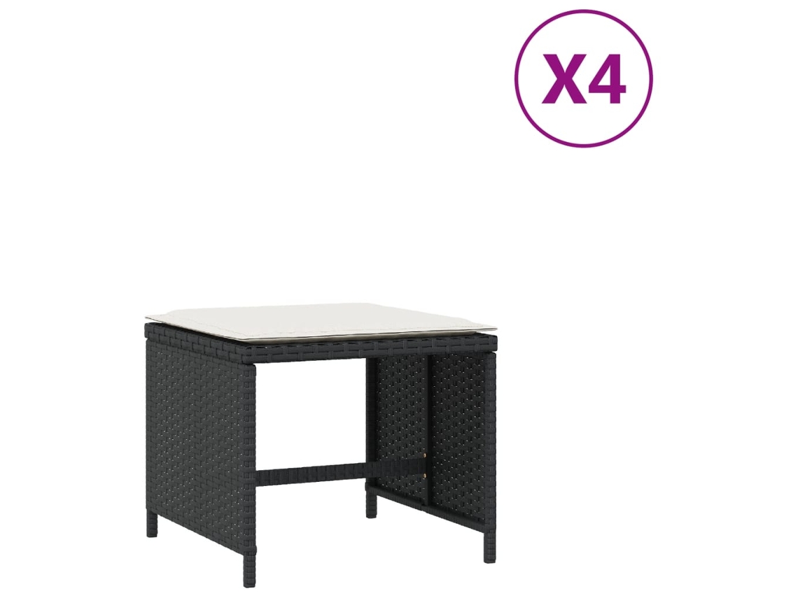 Garden Stool, Garden Stools Vidaxl Preto Rattan / Vime