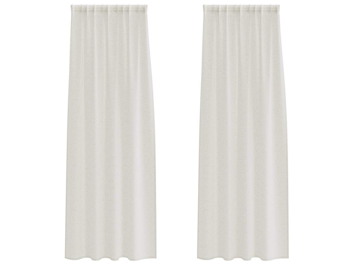 Conjunto 2 Cortina De Voile Vidaxl Creme Poliéster (245 X 140 Cm)