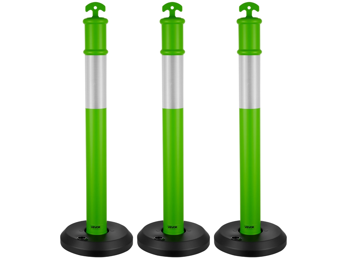 Postes De Trânsito 3 Peças 114 Cm Base Recarregável Faixa Refletora, Vevor Verde