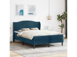 Vidaxl Estrutura da Cama com Cabeceira Azul 120 X 200 Cm Veludo