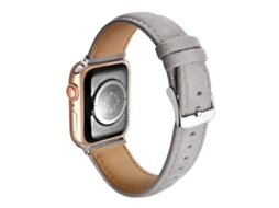 Bracelete para Apple Watch 42/41/40/38mm Couro Genuíno Camurça Dupla Face Cinza XIAOMOYU