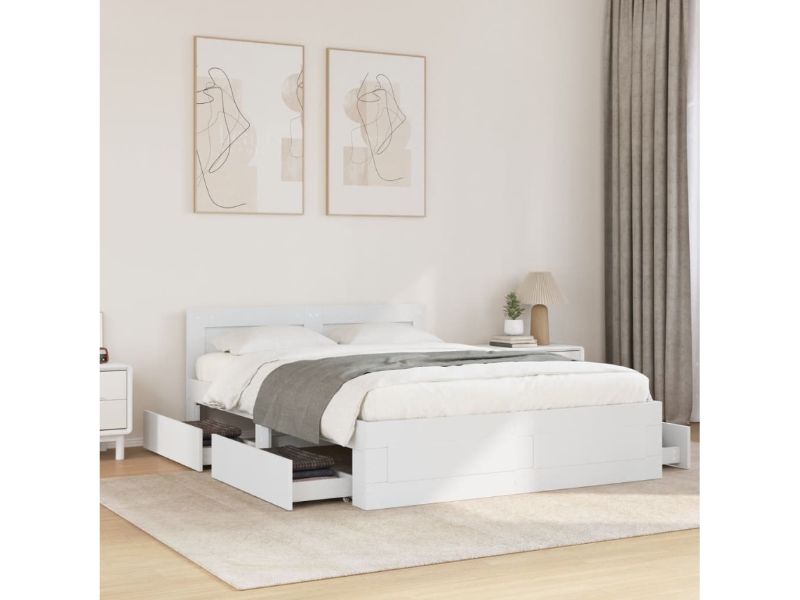 Vidaxl Estrutura De Cama C/ Cabeceira Sem Colchão 120x200 Cm Branco