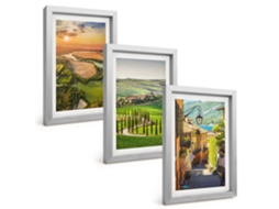 Pinturas Murais Modernaspaisagens Italianas, Rua À Beira Do Rio Moldura Prateada Fotos Para O Corredor Espelharte (3 Peças 20x30 Cm)
