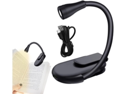 Luminária De Leitura Led Recarregável Com Clipe, Luz Noturna Portátil E Leve Para Livros