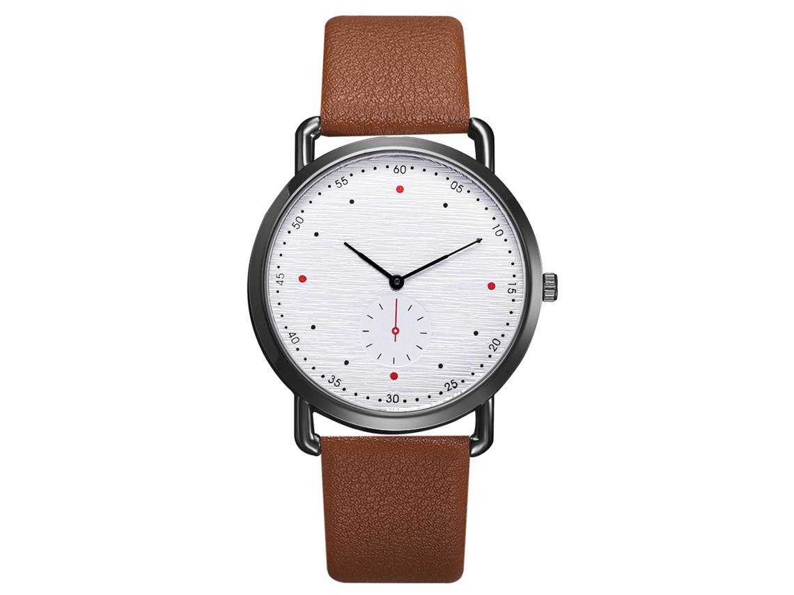 Relógio de Pulso Masculino de Quartzo Casual de Negócios com Pulseira Pu Marrom+preto