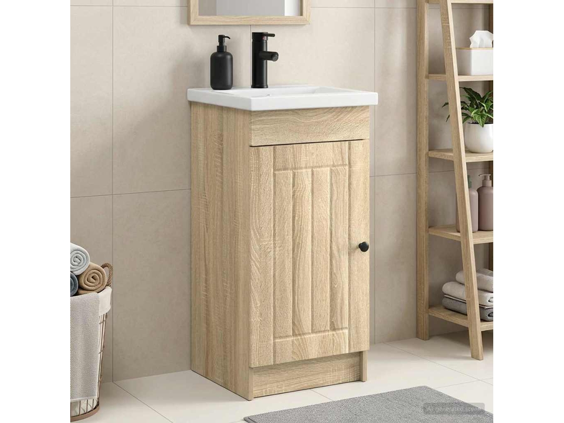 Vidaxl Gabinete De Banheiro Com Pia Carvalho Sonoma 42 X 40 X 84,5 Cm