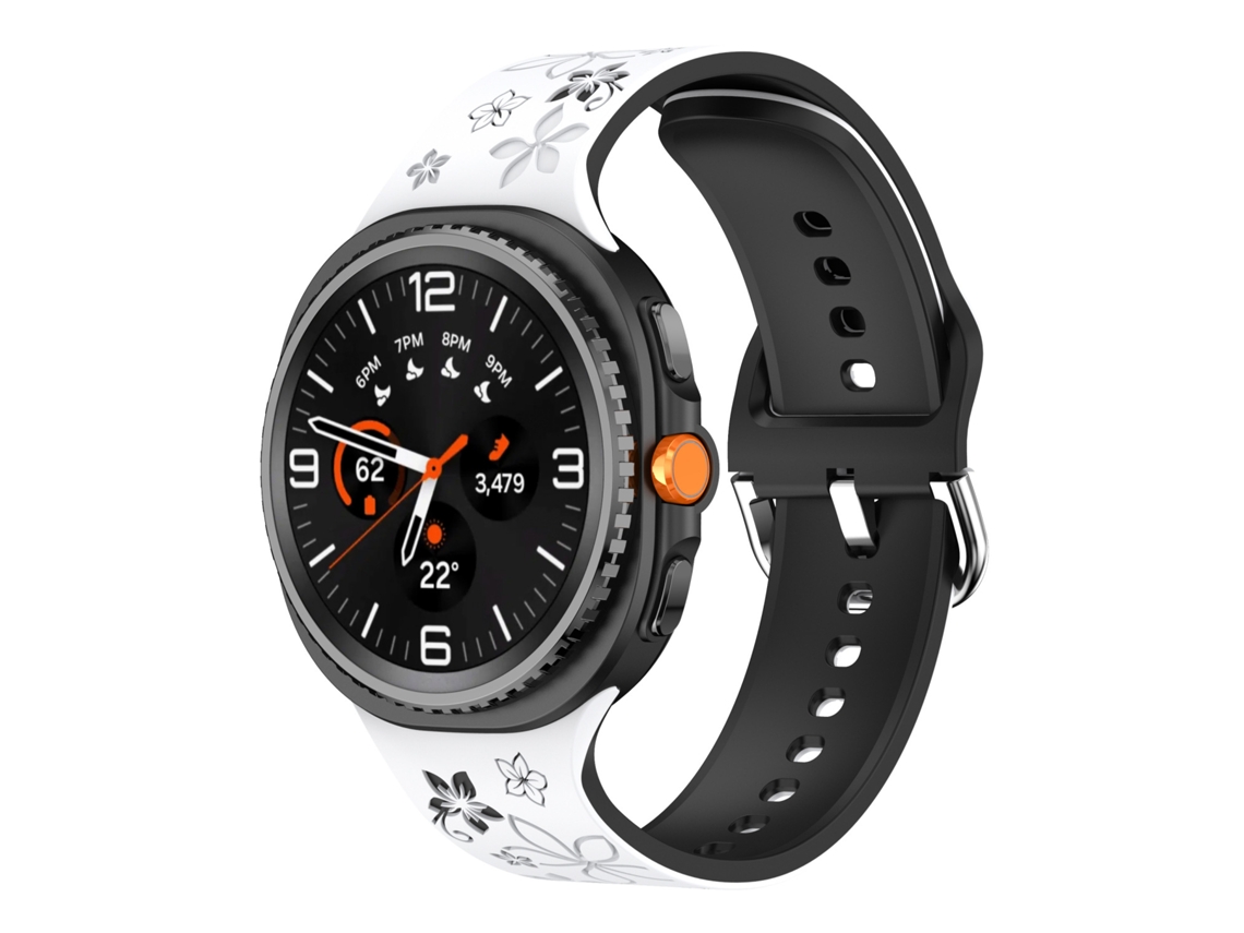 Bracelete De Silicone Para Samsung Galaxy Watch 9 40/44mm Preto E Branco