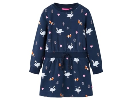 Vestido de Criança VIDAXL Comprida Vida Xl Estampa Cisne 128.0 Azul (128 cm)