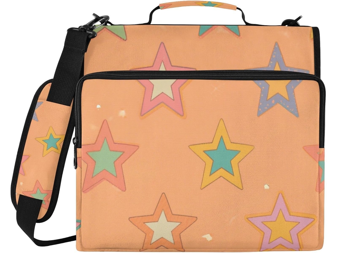 3-Argolas de Massa com Estampa de Estrelas Coloridas 1,5 Polegadas, Altura de Ombro, Inclui Bolsa com Zíper, Massas