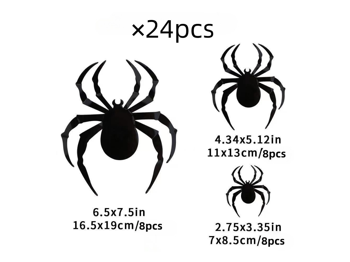 Lurelia Autocolantes 3d Aranha Preta Halloween 3d Tridimensional Morcego Festa Parede Pacote 24 Aranhas
