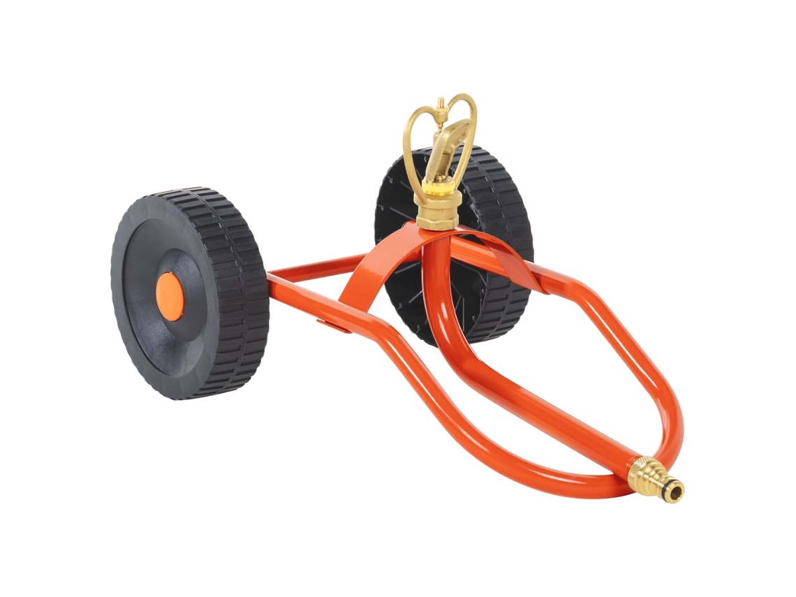 Vidaxl Aspersor Com Rodas E Cabeça Rotativa Aço Vermelho