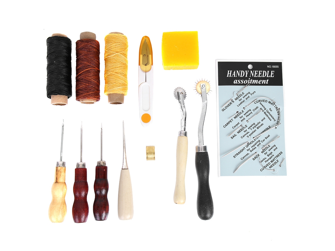 Kit De Ferramentas De Couro Diy 13 Peças: Punção, Roda, Awl E Fio De Cera Para Trabalho Manual, 2mm/4mm